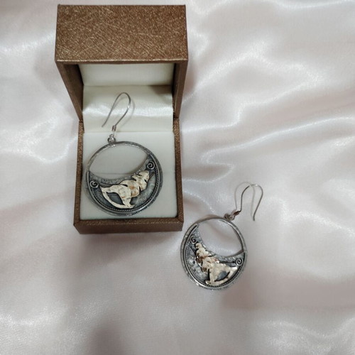 Handmade 925 Silver Earrings with 14k Gold Leaf, like new