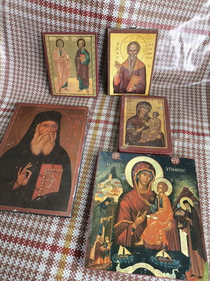 Religious icons used with saints, set