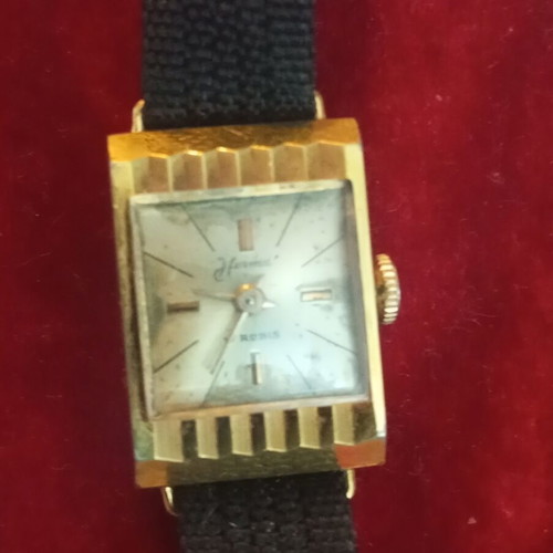 Herma Swiss plaque 10 M vintage women's watch with winding, gold plated case