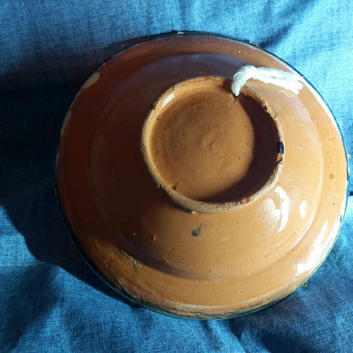 Ceramic plate/bowl used vintage Moroccan handmade 35 years old