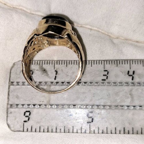 Men's gold ring new with horseshoe and horse design natural onyx 14k