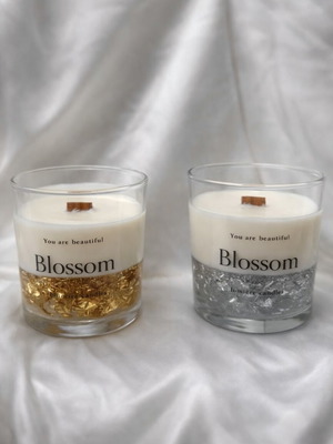 Soy candle new with gold or silver details