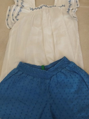 Girls' set used, Benetton shorts and Cotton On Kids blouse, age 4-5