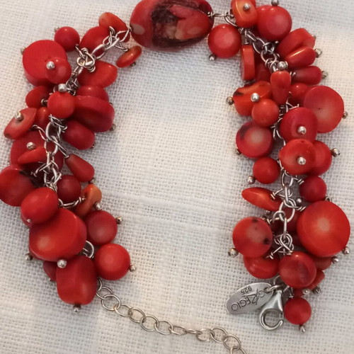 Silver 925 bracelet with coral like new, Gregio adjustable