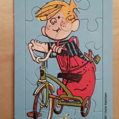 Dennis the Menace mini puzzles used, set of 4, 1991 collectible