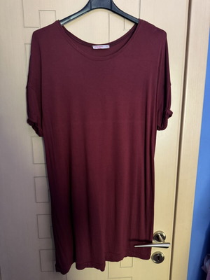 Pink Woman Basic burgundy long blouse dress size L like new