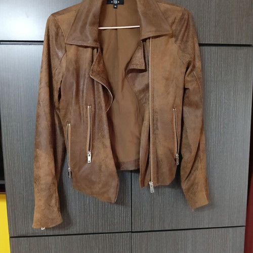 Women's faux leather jacket TEX size S used, brown