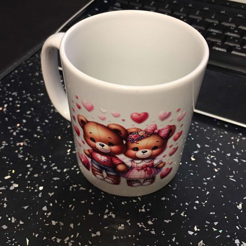 Mug with teddy bear design new, set of 2 pieces