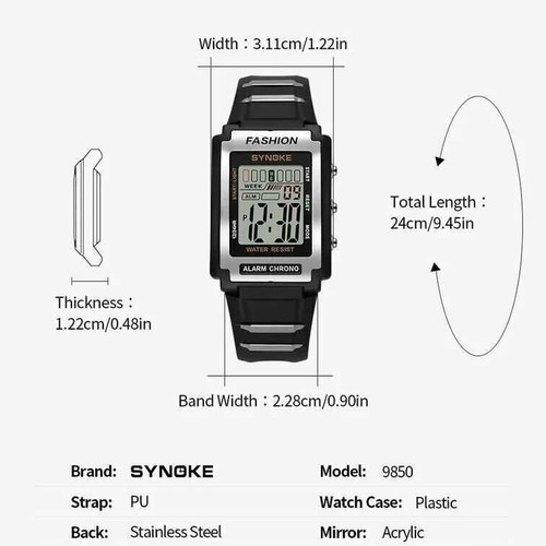 Synoke 9850 men's sports digital watch new, waterproof