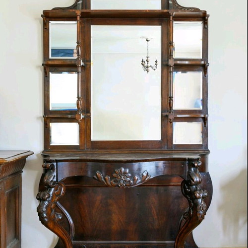 Antique console used with reconstructed mirrors