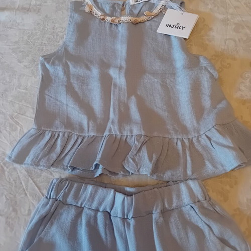 Girls' blue set with shell decoration, age 8
