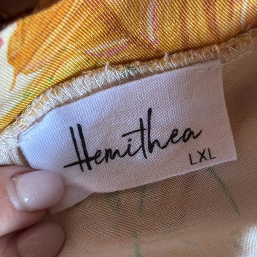 Wrap skirt by Hemithea, pink and orange floral