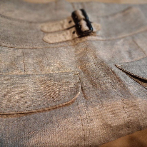 Zara high-waisted linen skirt beige-silver used, size S