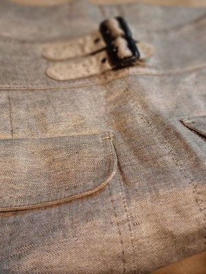 Zara high-waisted linen skirt beige-silver used, size S
