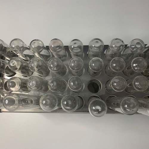 Microbiology lab stand with test tubes collectible, vintage