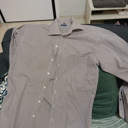 Checked long-sleeve shirt XL white and brown like new