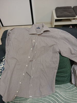 Checked long-sleeve shirt XL white and brown like new