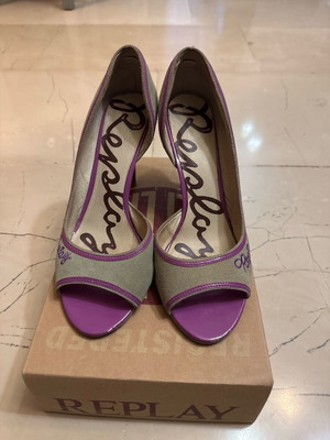 Replay γυναικεία γόβα peep toe μωβ/μέντα σαν καινούργιο, καστόρι 39