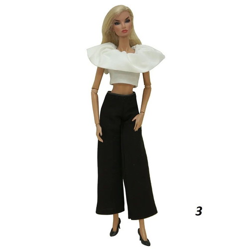 Office Lady 3 doll outfit new, black pants and white blouse for 29cm doll
