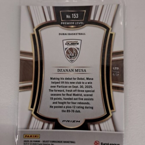 Panini Select Euroleague Dzanan Musa Premier card new