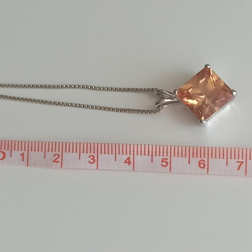 Silver 925 Necklace with Orange Citrine Pendant like new