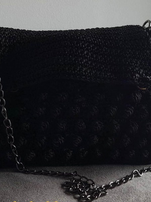 Handmade knitted shoulder bag black new