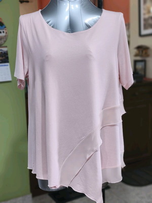 Pink blouse with asymmetric detail like new, sizes L-XL