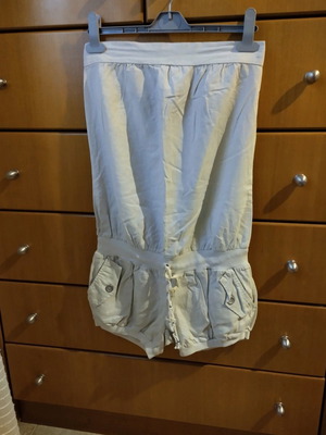 Pink Woman strapless shorts jumpsuit used, size S, beige