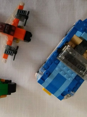 Lego used, collection of 3 pieces with car, motorcycle and airplane
