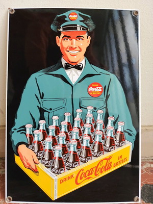 Coca Cola metallic signboard new, porcelain enamel 30x20 cm