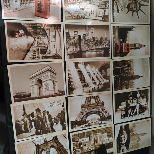 Collectible set of 32 vintage postcards with world landscapes and photos