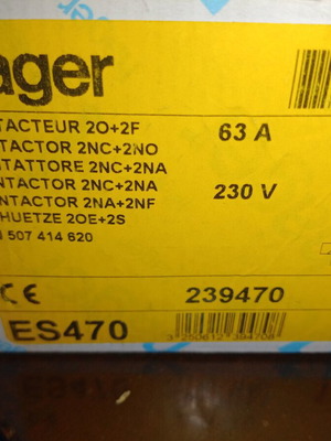 Hager ES470 Electromagnetic Contactor New 230V 63A