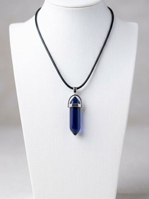 Necklace with blue crystal amulet new