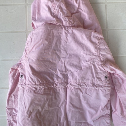 Benetton baby jacket pink with hood and striped lining, size 74 cm