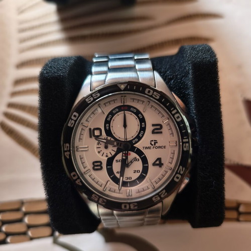 Time Force Swiss chronograph watch used, white