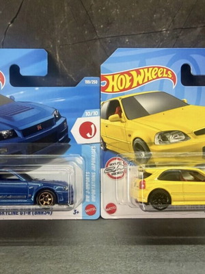 Hot Wheels Nissan Skyline GT-R R34 και Honda Civic EK9 αυτοκινητάκια