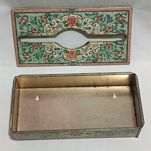 Vintage metal tissue box holder used