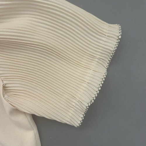 Vintage kids blouse used with pleated sleeves, beige