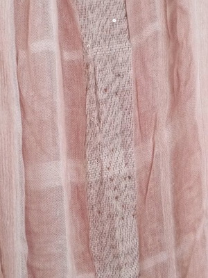 Large size pashmina new, pink-salmon with sequins