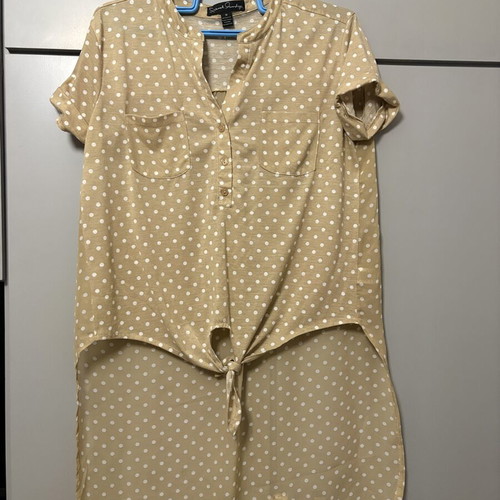 French Laundry women's polka dot shirt with knot, size M