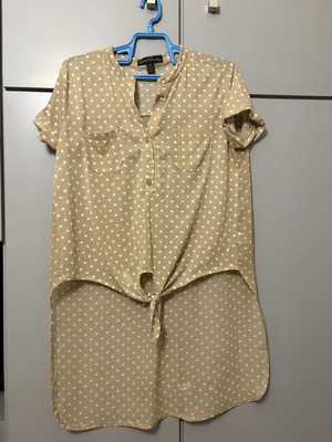 French Laundry women's polka dot shirt with knot, size M