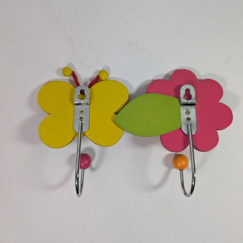 Children's single hooks used, pack of 2, wooden