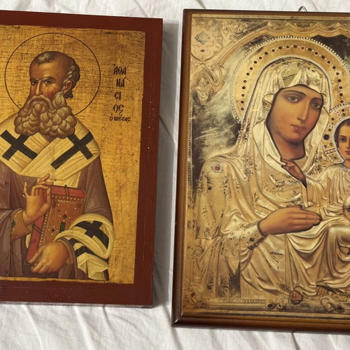 Saint Athanasios and Panagia icons like new