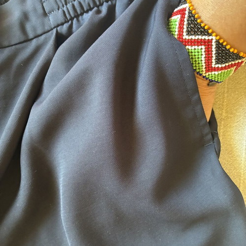 Zara navy blue fluid trousers with elastic drawstring, size S