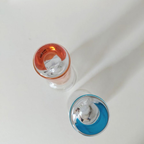 Sagaform Club snapsglazen shot glasses set of 2, blue and orange