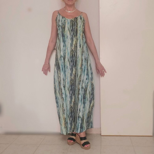 Sleeveless maxi dress like new, multicolored, size L