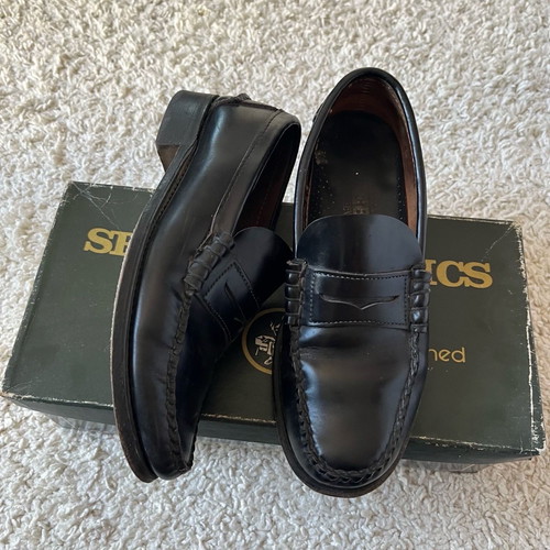 Sebago black leather moccasins used, size 41