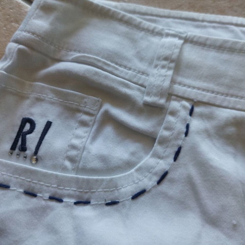 Rannia White Cotton Pants Size 38 Premium Quality Designer Details