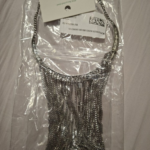 H&M long silver steel necklace
