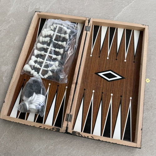 Wooden backgammon and chess set 2 in 1 new, large